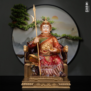 华光大帝神像铜彩绘鎏金马元帅杨戬二郎神居家供奉摆件16/19寸