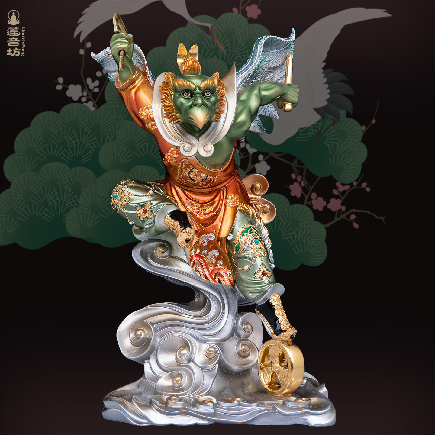 雷公铜像雷震子火神封神摆件