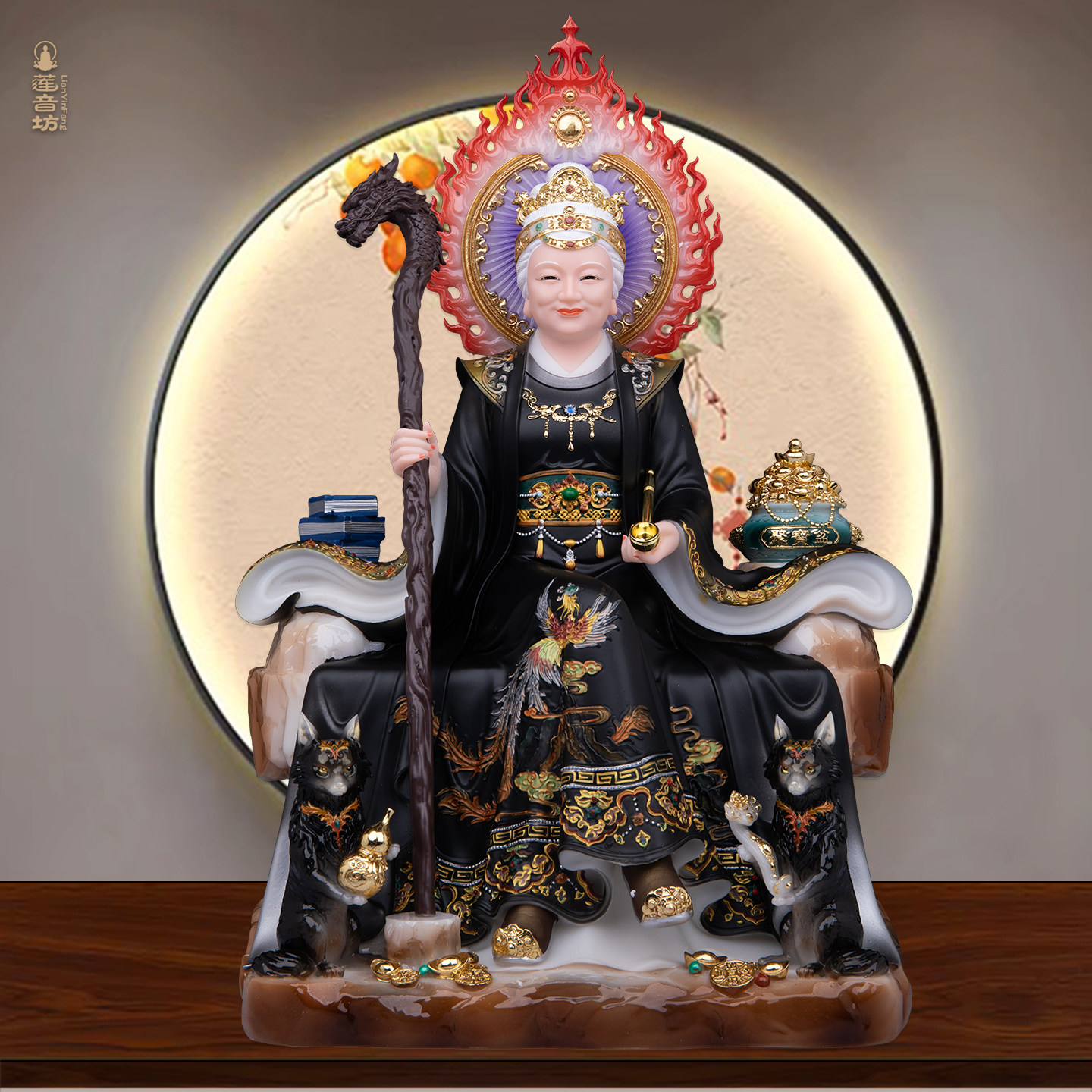 新款彩绘黑老太太神像摆件
