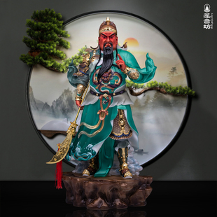 站关公汉白玉实心武财神关二爷提刀关羽关帝圣君桌面神像摆件