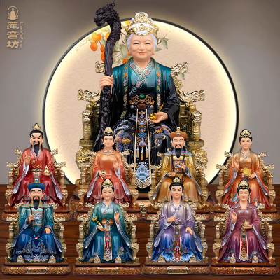 树脂彩绘胡三太爷太奶像