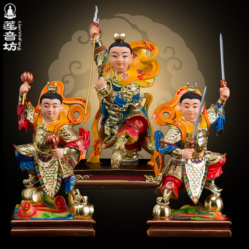 金吒木吒哪吒神像树脂中坛元帅哪吒三太子居家供奉道教摆件工艺品