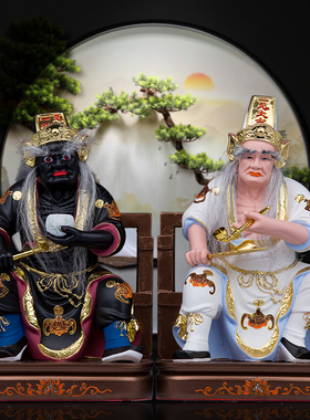 树脂复古七爷八爷摆件