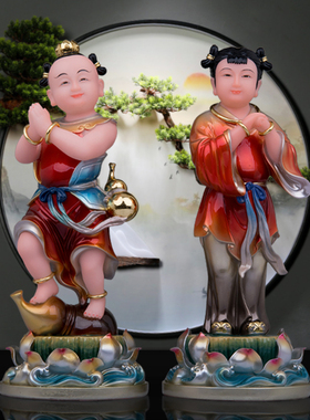 汉白玉复古炼丹童子摆件