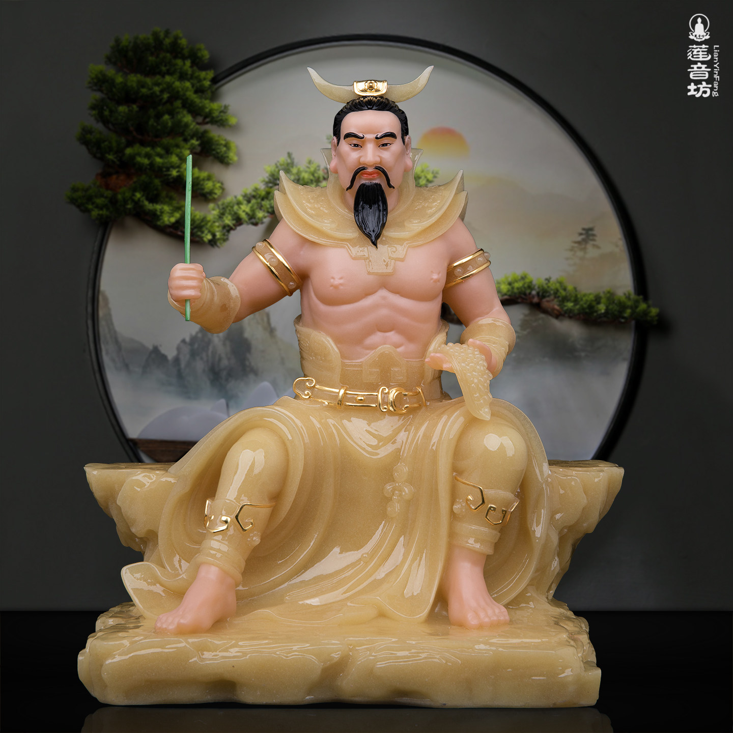 汉白玉伏羲盘古神农大帝摆件