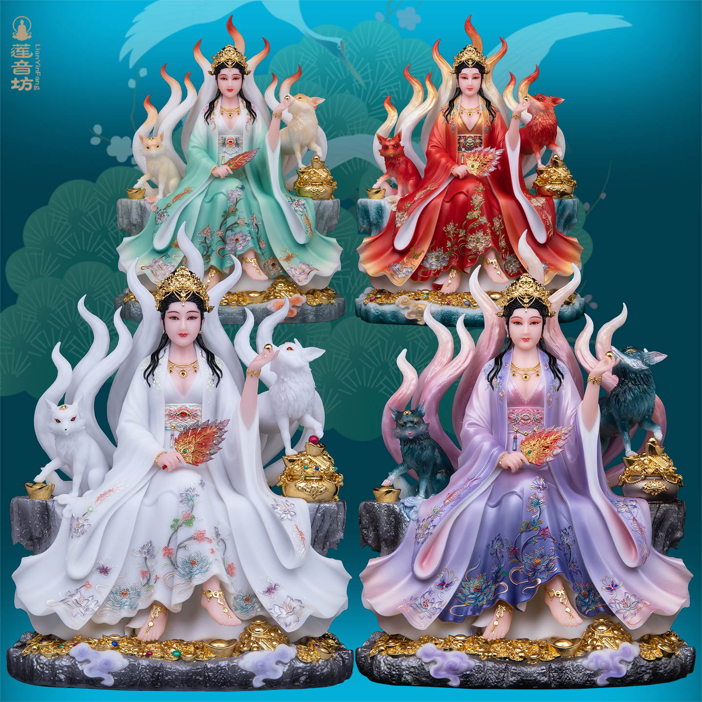 九尾娘娘真身神像桌面摆件