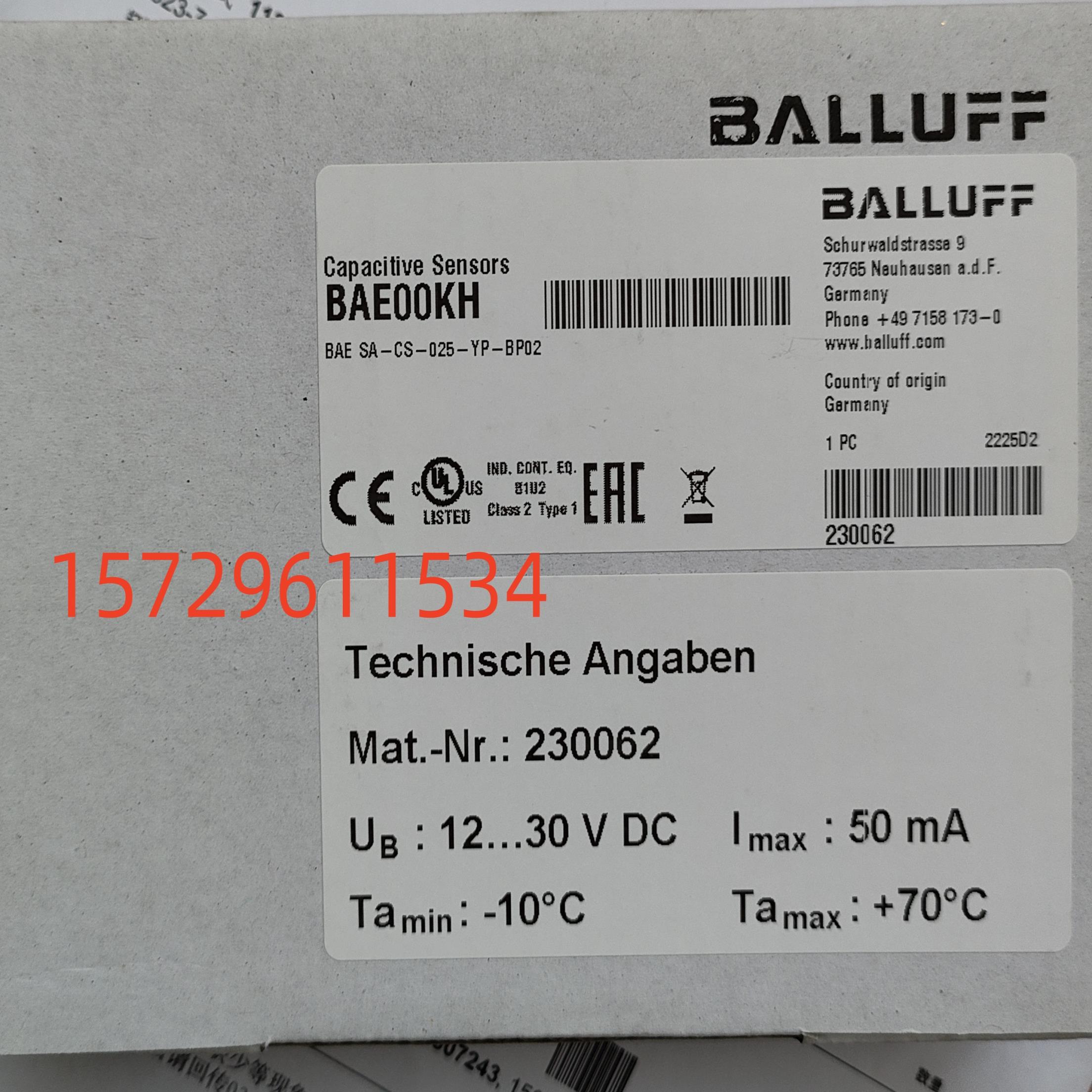 BAE SA-CS-025-YP-BP02 Balluff 巴鲁夫 开关传感器
