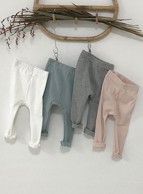 秋季韩国婴幼儿纯色松紧带打底裤
