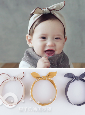 现货韩国进口童装秋婴幼儿童蝴蝶结宽发带百搭配饰170922