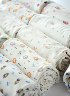 40支精梳纯棉布料宝宝婴儿A类衣服面料儿童卡通花布针织棉全棉布