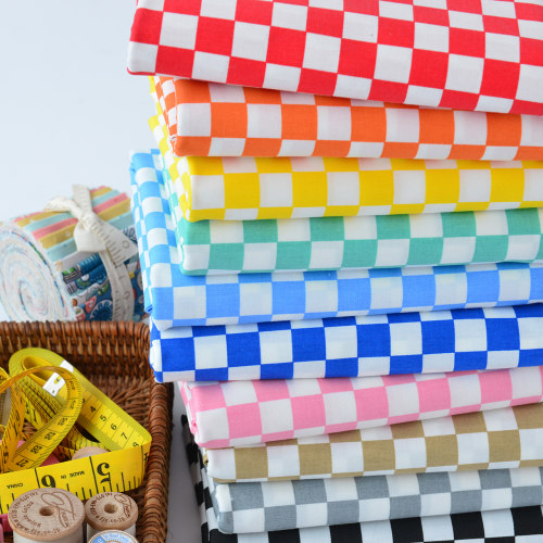 纯棉布料方格棉布格子手工diy桌布床品全棉斜纹面料彩色棋盘格 - 封面