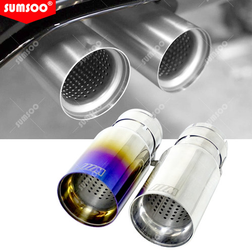 正品SUMSOO适用宝系改装排气管烤蓝304不锈钢尾喉单出直边带M标