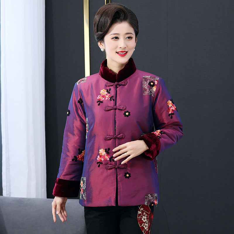 春秋冬上衣婚庆爸妈情侣装中老年男女喜妈妈唐装加绒长袖中式外套