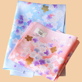 日本制女士纯棉手帕随身和风烫金樱花全棉手帕吸水日式 小方巾手绢