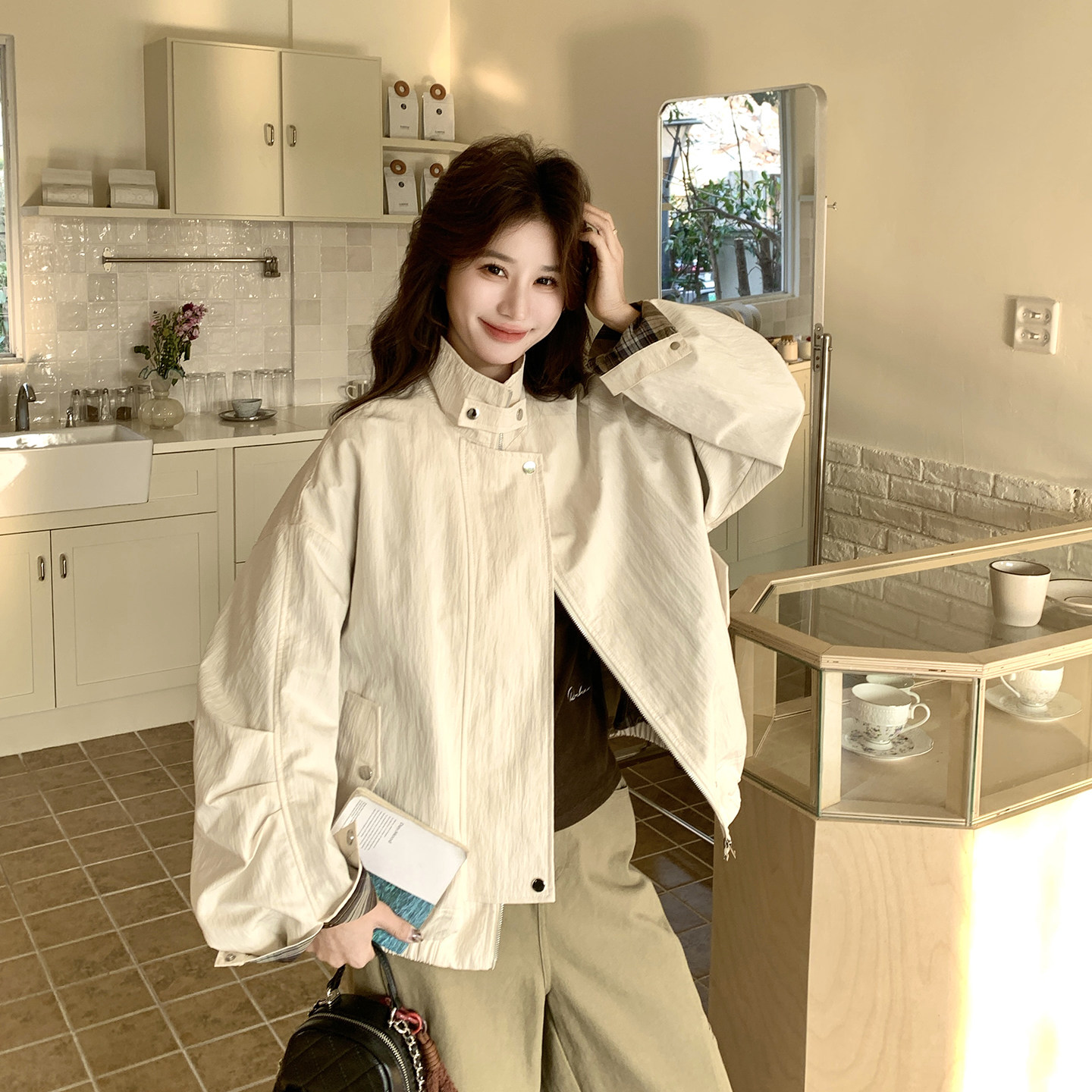 大货已出春季新款宽松夹克外套7263-p165控248,女装短外套,浙宝133