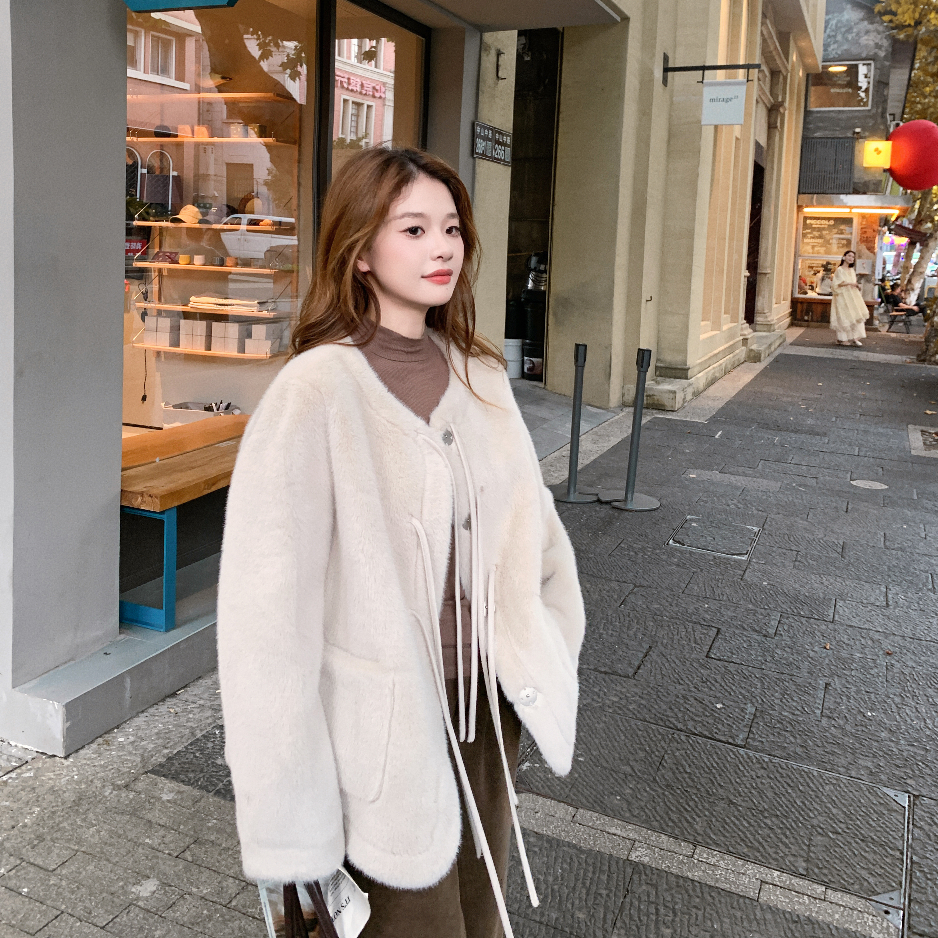 2025冬季新款皮毛一体羊羔毛外套7216p175控278，女装棉衣/棉服，浙宝133