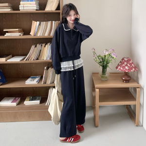 现货 春季新款卫衣网纱拼接两件套装133-2322P175控248图片