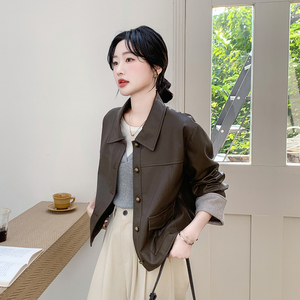 现货 拼接皮衣外套133-8011P145控218图片