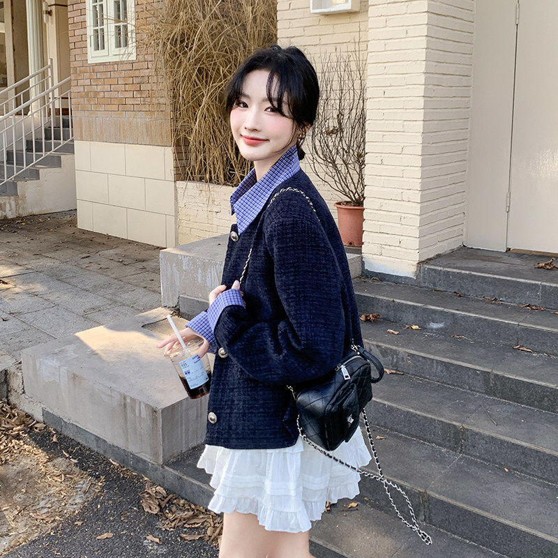 常规秋季POLO领防风做旧女短外套女装复古上衣韩版小香风春秋气质,女装短外套,浙宝133