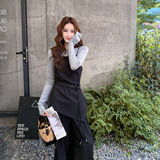 气质优雅风休闲风韩式时尚套装阔腿裤针织背心高腰显瘦复古减龄，女装套装/套裙，浙宝133