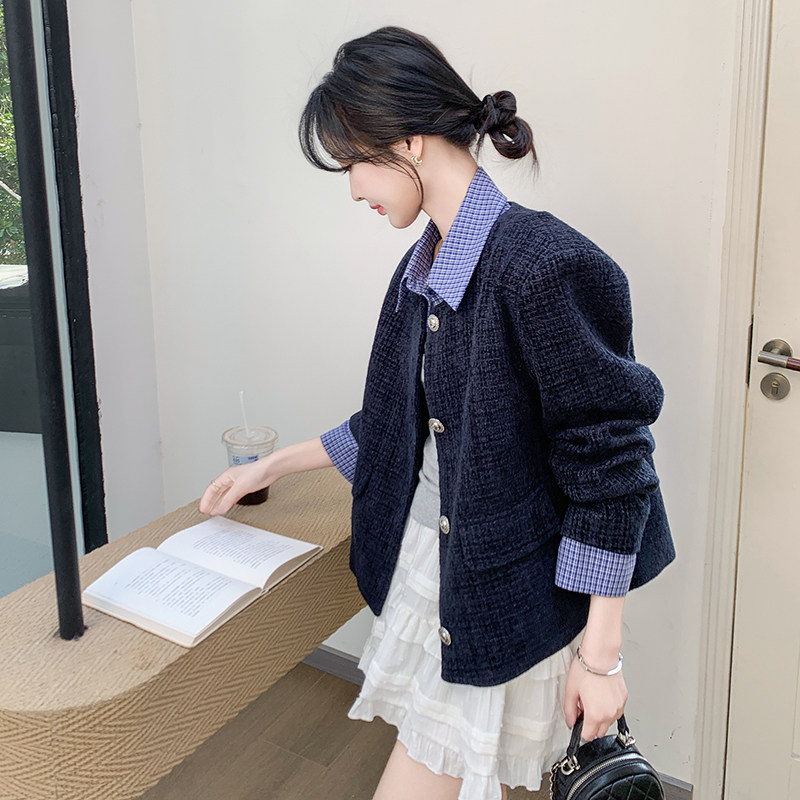 常规秋季POLO领防风做旧女短外套女装复古上衣韩版小香风春秋气质,女装短外套,浙宝133