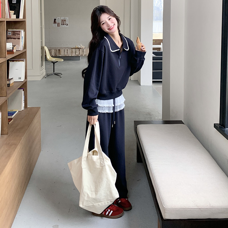 现货春季新款卫衣网纱拼接两件套装133-2322P175控248,女装套装/套裙,浙宝133
