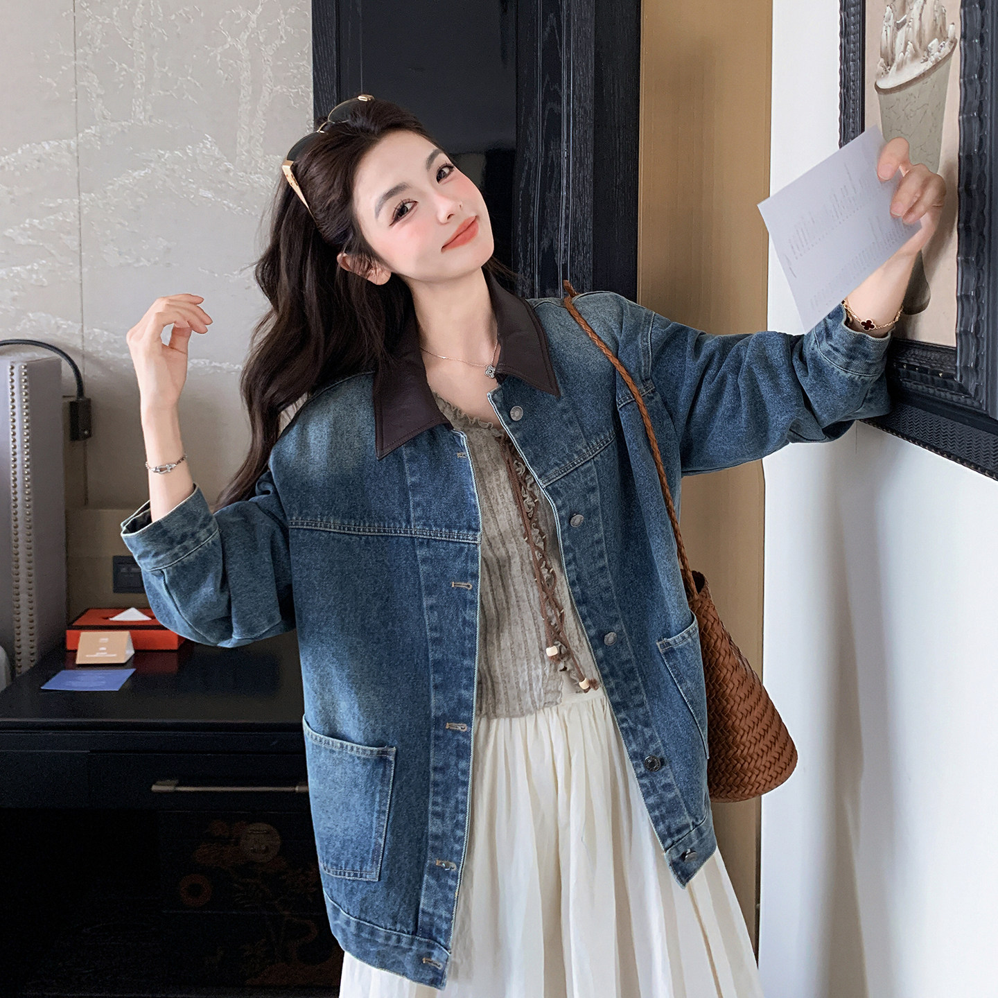 大货已出春季新款拼色牛仔外套7277P165控268,女装短外套,浙宝133