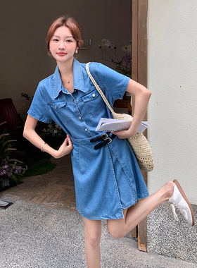 现货 夏季新款薄款牛仔假两件连衣裙2712 P145K218