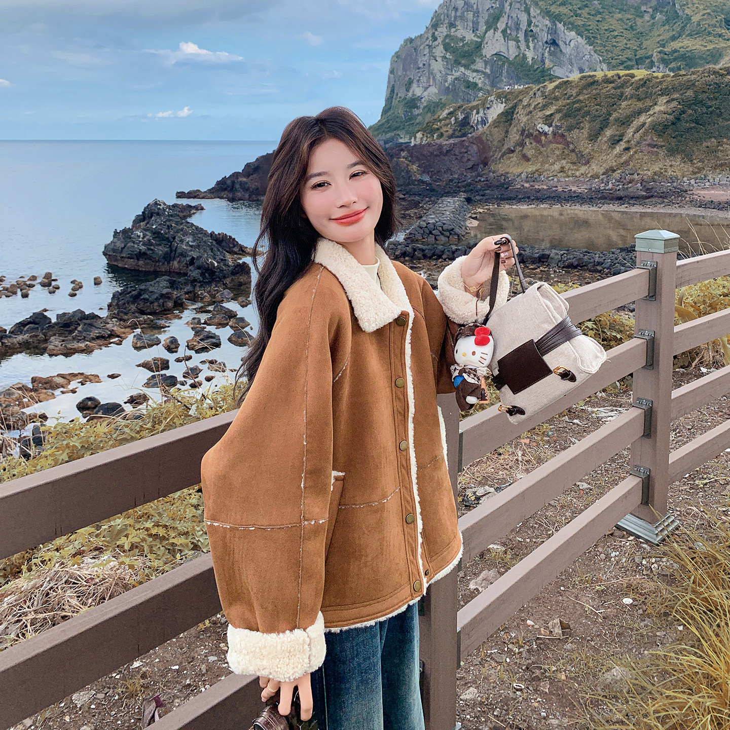 冬季新款皮毛一体羊羔毛短外套7209P195控298,女装棉衣/棉服,浙宝133