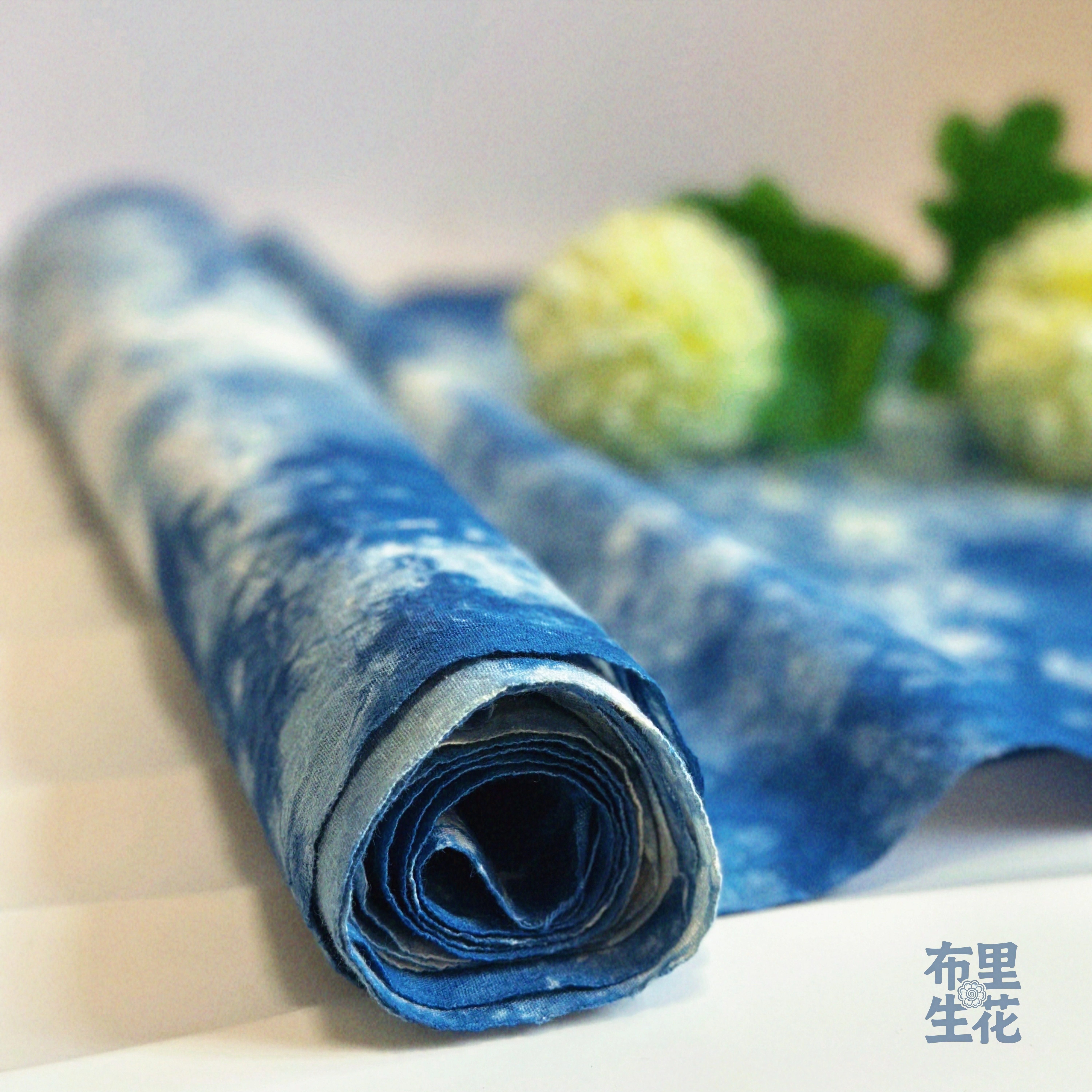 桌旗布幔丨传统靛蓝手工古法扎染土布DIY茶席草木染蓝染植物染
