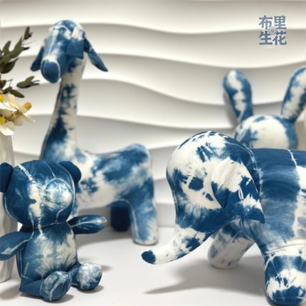 公仔玩偶丨扎染手工DIY纯棉动物玩偶摆件蓝染蜡染植物染学生