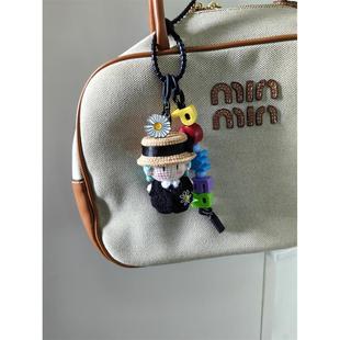 钥匙扣GD权志龙包包款 草帽挂件编织周边全身Bigbang毛线钩织车挂