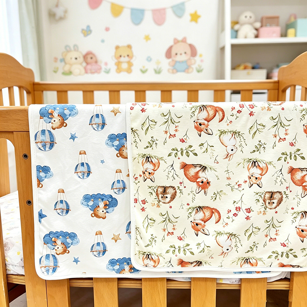 A类全棉婴儿隔尿垫巾宝宝卡通印花双层透气床品防水70cm*50cm