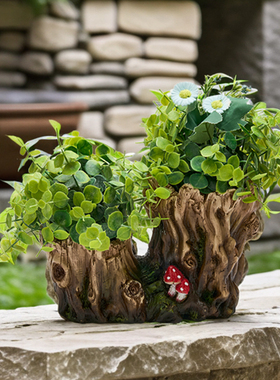 桌面摆件花盆树脂办公室绿植装饰