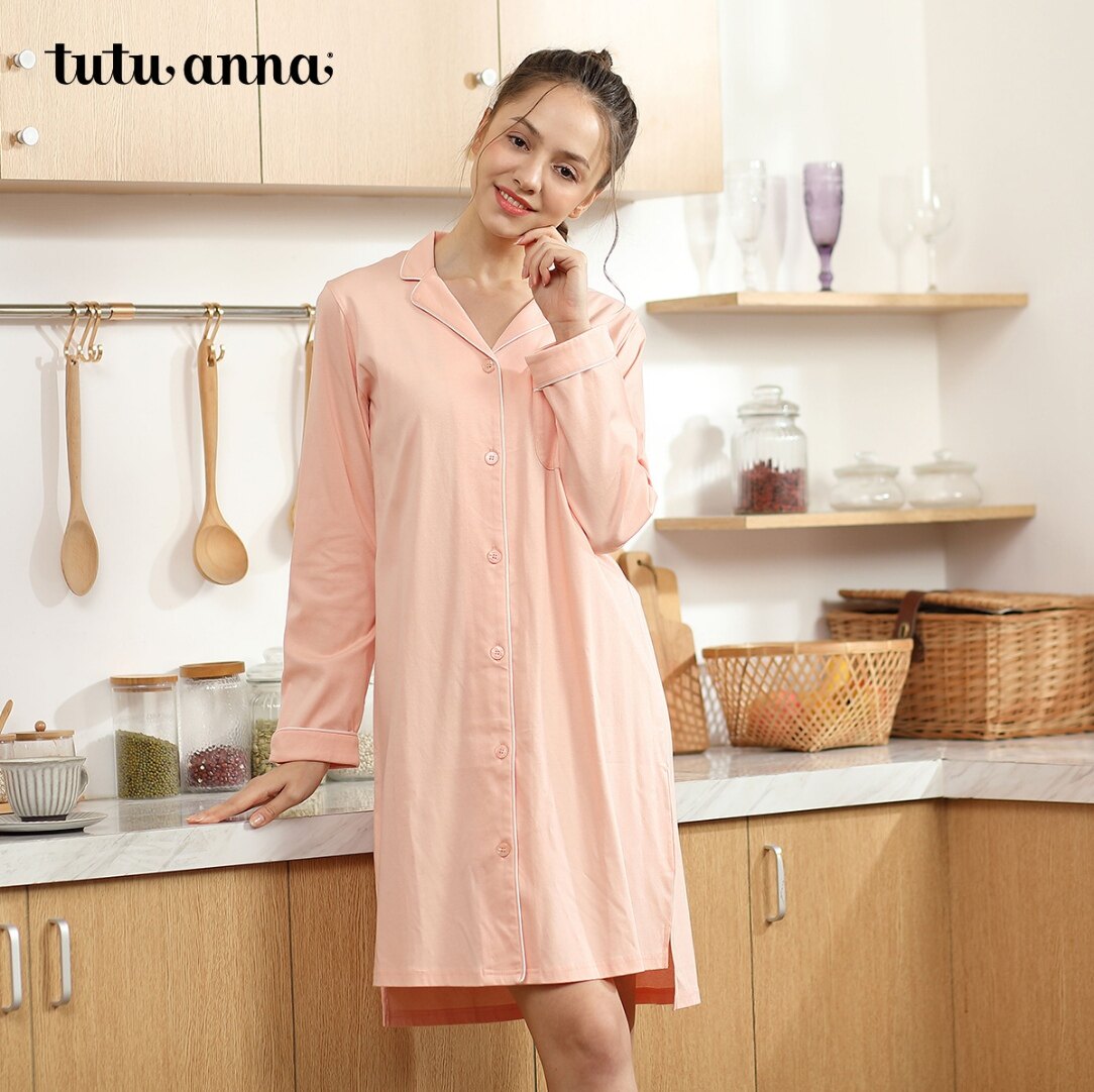 tutuanan女士长袖家居服中长裙