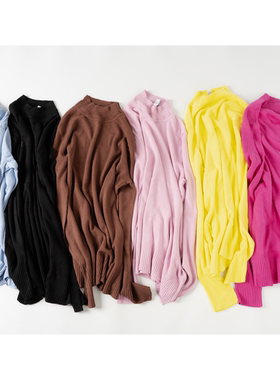 外贸薄针织衫女圆领宽松显瘦小清新打底衫轻柔毛衣尾货大码016格