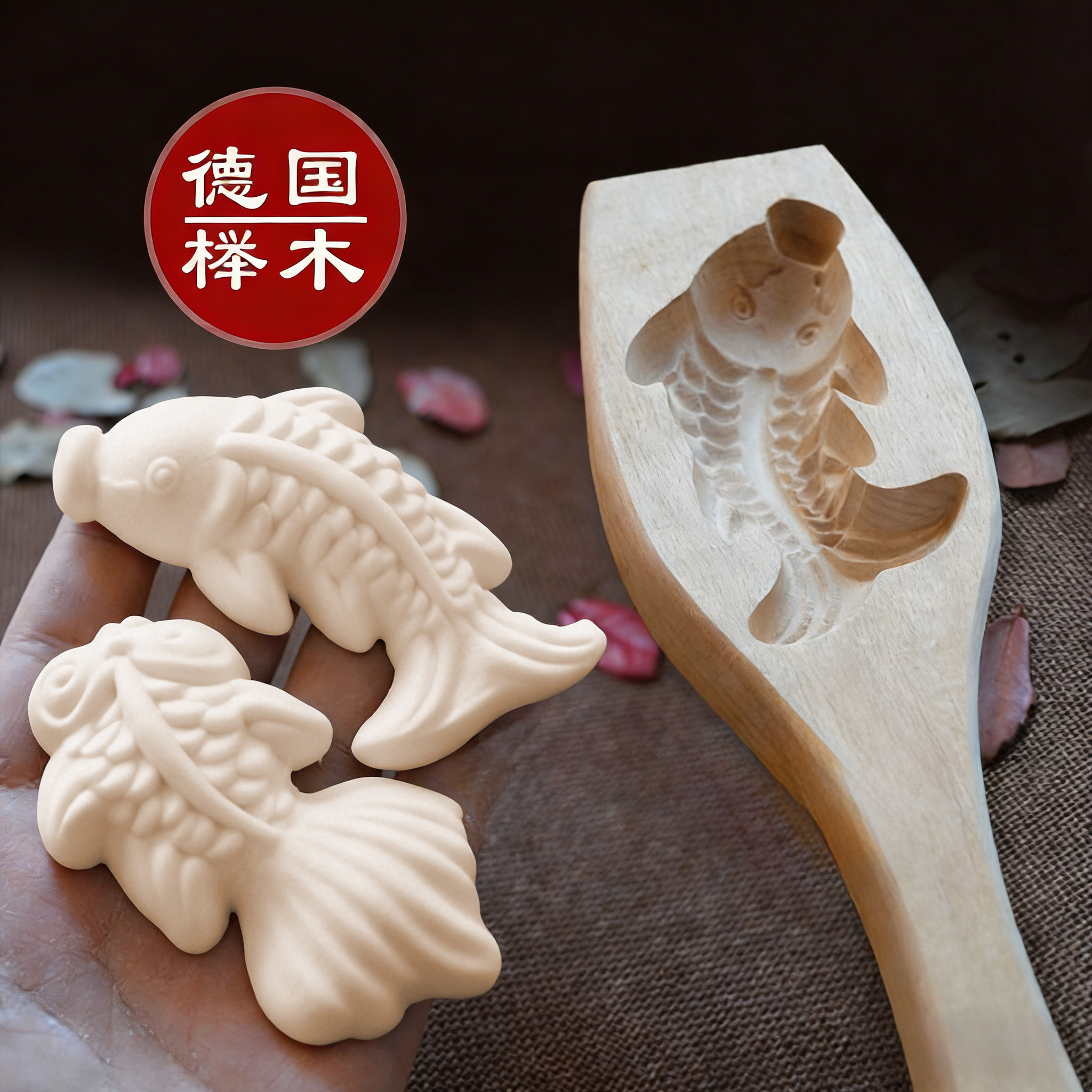 小号立体鲤鱼形儿童动物面食卡通花样馒头南瓜饼粘糕点心木质模具