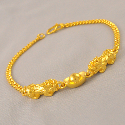 铜镀金女款双貔貅手链