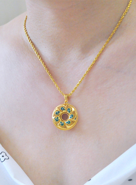 复古镀金孔雀吊坠项链女送女友