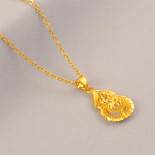 仿真黄金女款吊坠项链镀金时尚百搭吊坠镂空葫芦款女生吊坠送女友