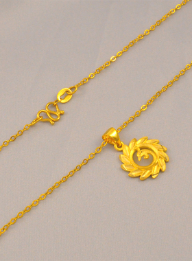 新款沙金项链女爱心吊坠