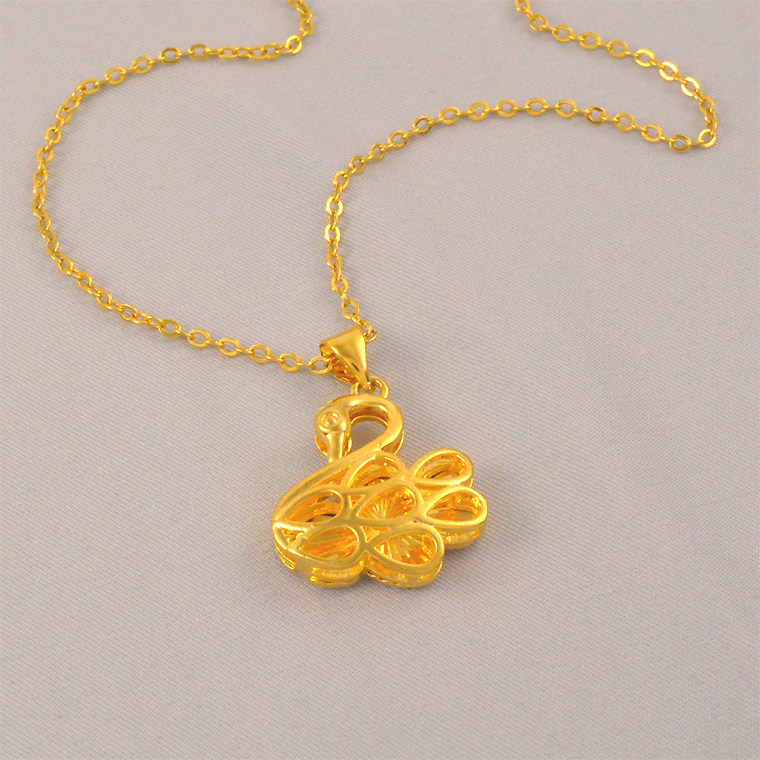 新款镂空天鹅女款吊坠送链子镀金时尚百搭项链仿真黄金送女友闺蜜