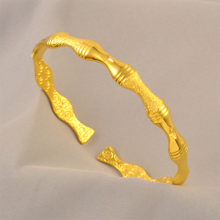 新款开口女款手镯时尚百搭手镯女款手环仿真黄金色镯子送女友闺蜜