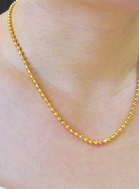 新款铜镀金女款金色圆珠锁骨链