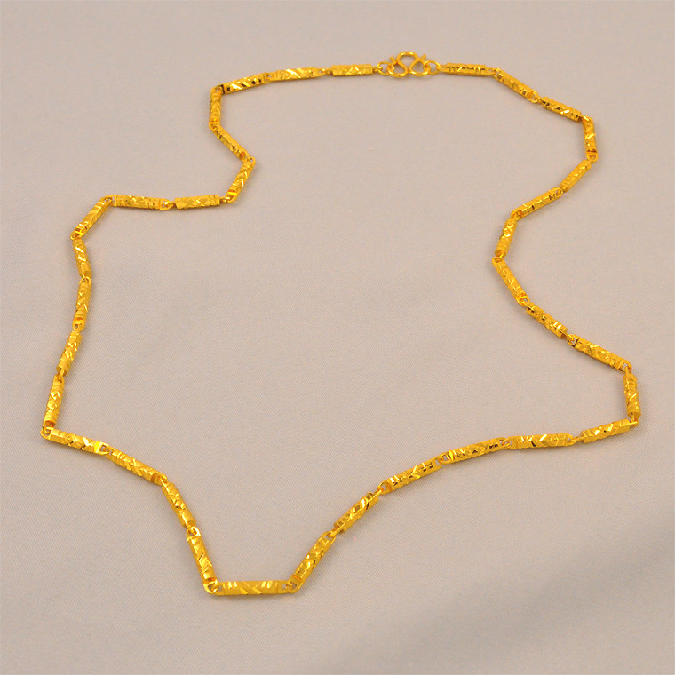 新款竹节实心六角男女款项链仿真黄金色项链女款时尚百搭送女友