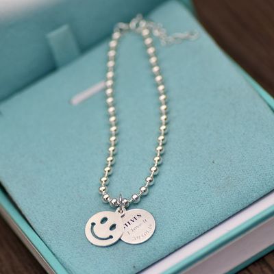 手链925纯银笑脸女韩版简约情侣