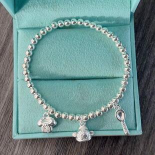 纯银锦衣玉食儿童手链吉祥三宝足银99宝宝手链转运周岁满月礼物