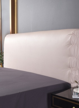 2024年夏季新款皮床靠背罩全包防尘罩简约弹力床头套罩皮质床头罩