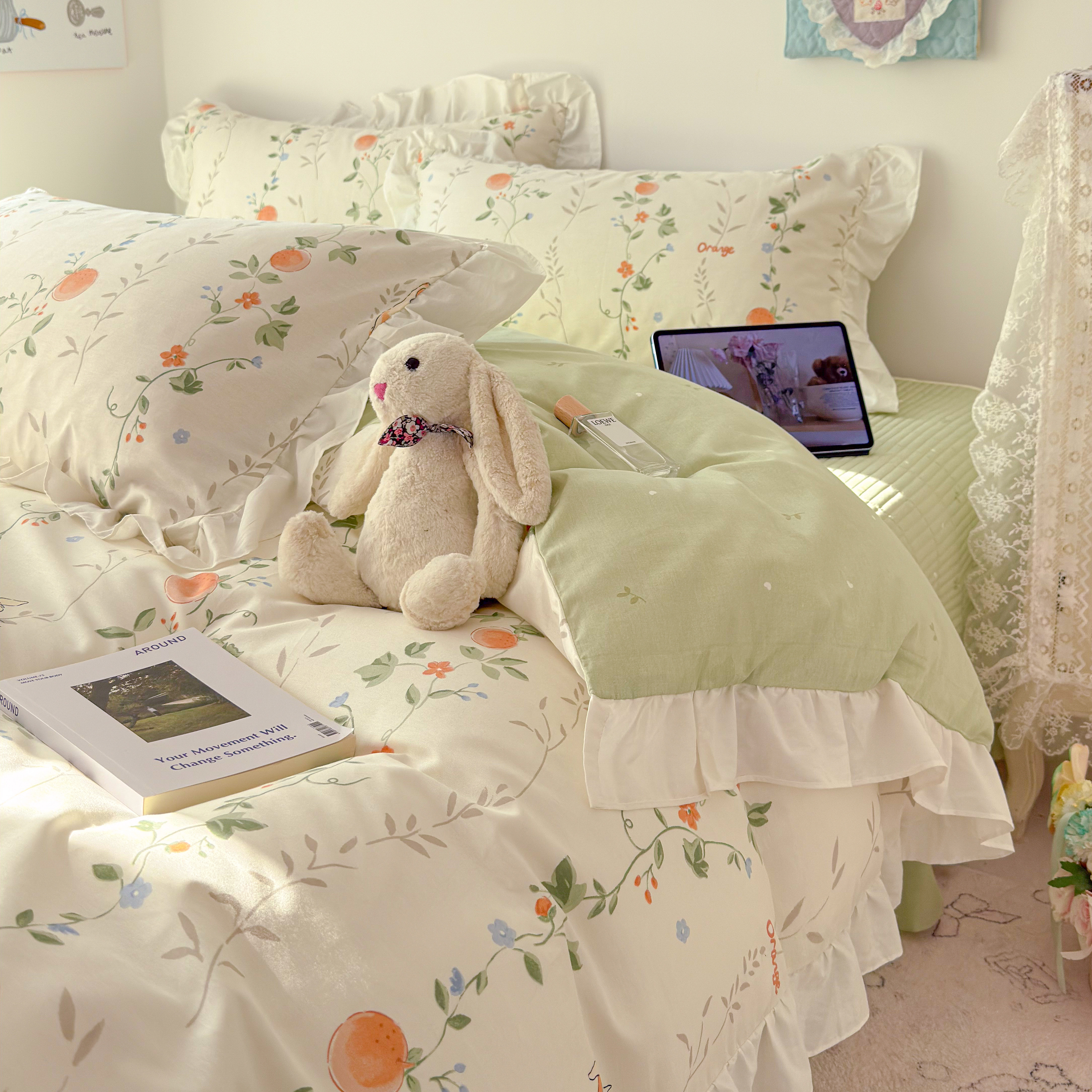 甜美风小清新全棉四件套床盖纯棉单件夹棉防滑床单床品套件三件套,床上用品,床品套件/四件套/多件套,淘宝优惠券,粉丝福利购,淘宝优惠卷