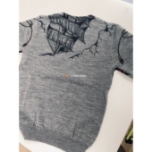 意系二线童装 精纺羊毛 做旧印花毛衣